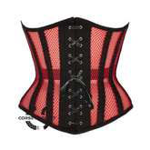 Red Mesh Black Cotton Gothic Front Lace Waist Training Underbust Corset